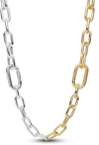 PANDORA ME 364343C00-45 Collier bicolore à maillons en argent sterling avec alliage plaqué or 14 carats, compatible avec pendentif ME, taille : 45 cm