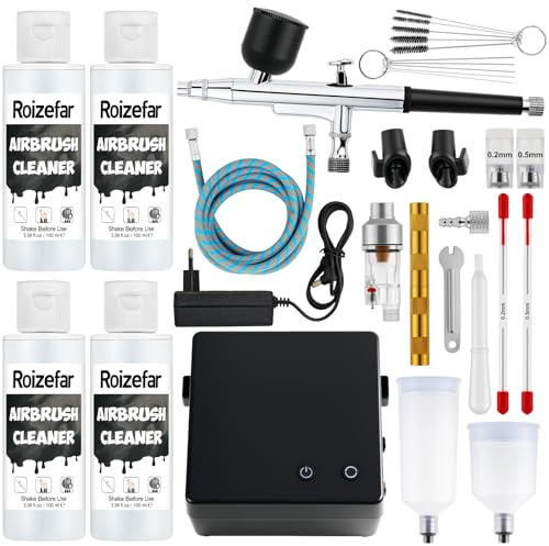 Roizefar Airbrush Kit with Compressor, 55PSI Airbrush with Nozzle/Cleaner