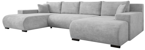 Mirjan24 Ecksofa Nojan, Eckcouch Couch mit Schlaffunktion und Bettkasten, Wohnlandschaft in U-Form, Komfortables Sofa mit Zwei Ottomane (Lumo 65)