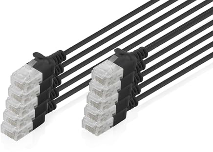 DIGITUS LAN Kabel Cat 6 – 3 m – 10 Stück – Slim – U/UTP – Schwarz | 1 Gbit/s – Ungeschirmt – PoE+ – AWG 32/7 – LSZH – RJ45 Netzwerkkabel Patchkabel – Kompatibel zu Cat 6A und Cat 7