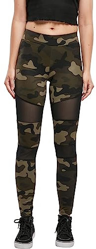Urban Classics Damen Ladies Tech Mesh Leggings, woodcamo/blk, S