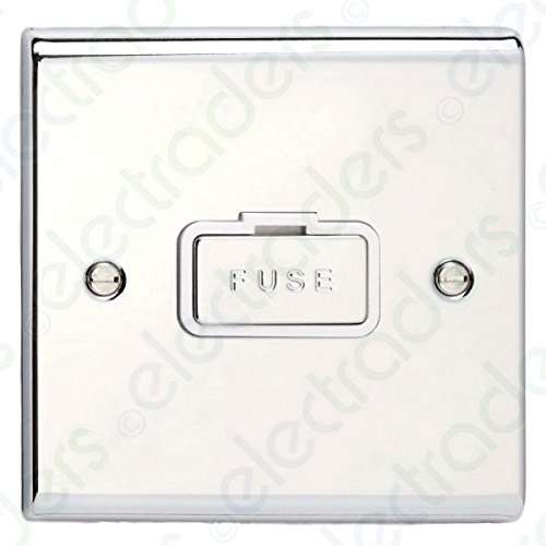 Deta SD1360CHW Unswitched Spur Connection Unit - 13 Amp (Polished Chrome/White Insert)