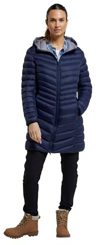 Mountain Warehouse Florence Womens Winter Long Padded Jacket - Water Resistant Rain Coat, Lightweight Puffer Jacket, Warm, 30C Heat Rating - for Outdoors, Walking Navy Women's Size 10