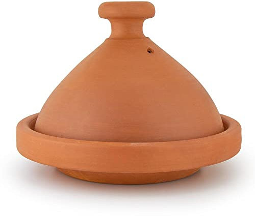 Marokkanische Tajine Atlas natur 4-5 Personen Ø 34 cm, Tagen, Gartopf, Marokkanischer Kochtopf, in drei Größen erhältlich, Schmortopf, Premium Qualität, für alle Herdarten und Backofen geeignet