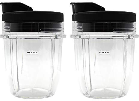 Anbige 2 Packs Replacement Parts Cup with lid, Compatible with Nutri Ninja Blenders BL480 BL482 BL642 NN102 BL682 BL450 BL2013 (2 12oz cup with lid)