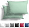 Alreya 2er-Set Mako Satin Kissenbezug 40 x 60 cm - 100% Baumwolle mit YKK Reißverschluss, Superweicher Kopfkissenbezug, Kissenhülle, Oeko-TEX® Standard Zertifiziert, Grün, nur Kissenbezug