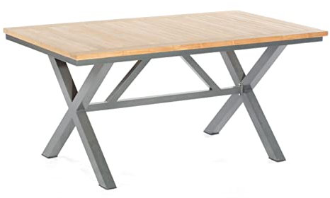 Sonnenpartner Gartentisch Base-Spectra 160x90 cm Aluminium anthrazit Tischplatte Solid Old Teak Natur 80050536