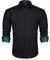 HISDERN Chemise Formelle pour Hommes décontractée à Manches Longues Chemises habillées Classiques boutonnées Noir/Vert-1 XXL