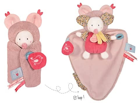 Doudou et Compagnie - Doudou Souris - Doudou cape - Rose - 25 cm - DOUDOU PAPILLOTE - DC3952