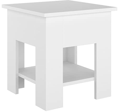 vidaXL Couchtisch mit Ablage Beistelltisch Wohnzimmertisch Kaffeetisch Sofatisch Teetisch Tisch Wohnzimmer Weiß 40x40x42cm Holzwerkstoff