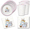 Juego de decoración de mesa de 36 piezas con unicornio con puntos para niñas para cumpleaños infantiles, 8 platos, 8 vasos, 20 servilletas 33 x 33 cm
