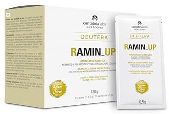Ramin Up, supplemento nutrizionale a base di aminoacidi ramificati con tiamina e vitamina B6, gusto agrumi, 20 bustine da 6,5g