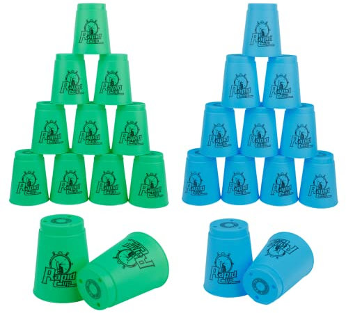 Toyoget 24St Quick Sport Stapelbecher Cups Becher zum schnellen Stapeln Stapelbecher(Grün&blau) für Trainingsspiel Geschwindigkeit Herausforderung lustiges Partyspiel