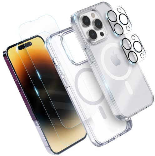 Power Theory [5 in 1 für iPhone 14 Pro Hülle mit Schutzglas und Kameraschutz - Handyhülle und Schutzfolie mit Schablone, Displayschutzfolie, Kamera Glas Folie mit Anbringhilfe