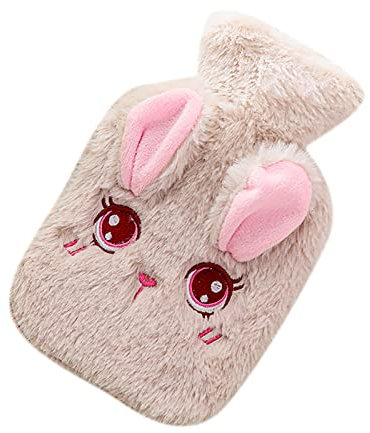 Mini Wärmflasche Ohne Bezug Wassergefüllte -Wärmflasche Winter-PVC-niedlicher Kaninchen-Flaum-Kleiner Handwärmer 350 ml Handwärmer Taschenwärmer Knicken Kinder