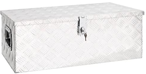 Alubox abschließbar Werkzeugkasten Transportbox Metallbox mit Deckel Aluminiumbox Werkzeugbox Aluminiumkiste Alu Box Transportkiste, Silbern 80x39x30 cm Aluminium