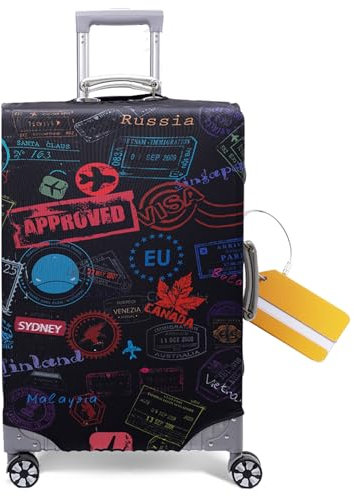 OrgaWise Kofferhülle Luggage Cover Gepäck Cover Gepäckabdeckung for Travel Luggage Schutzhülle Koffer(World, XL (29''-32''))