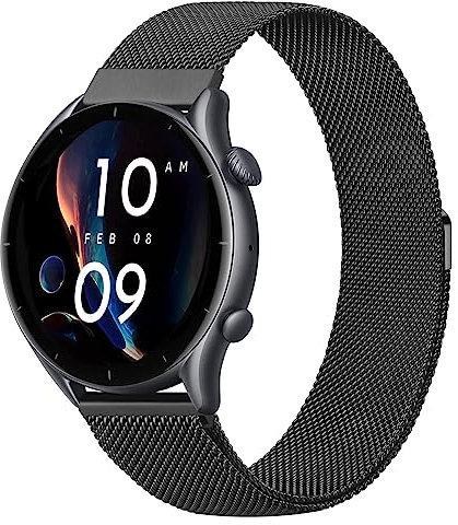 Tobfit GTR 4/3/3 Pro Armband, 22mm Ersatz Edelstahl Metall Armband für Herren und Damen, Kompatibel Mit GTR 2/2e/47mm/Stratos 3 (Schwarz)