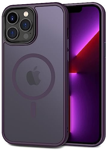 CACOE for iPhone 13 Pro Case with Camera Protection, Compatible with MagSafe, Shockproof Scratch-Resistant Magnetic Back Phone Cover for iPhone 13 Pro Case Dark Purple
