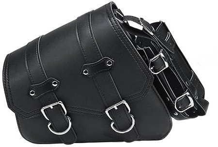 Asudaro Motorrad Tasche, Motorrad Satteltasche Aus Leder Abnehmba wasserdichte Universal Motorrad Seitentaschen Mit 3 Montiertem Gurt Motorrad Satteltasche Mit Getränke Flaschen Halter schwarz rechts