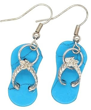 BROLEO Frauen Ohrringe,Boho Ohrringe Mit Blauem Türkis Anhänger, Ethnischer Mode Chakra Reiki Energie, Niedlichen Flip Flop Sandalen, Baumelnde Ohrringe Für Damen Und Mädchen, Edelstein