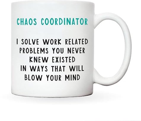 Funny gifts for work colleague gifts for women or men, funny mugs for women, novelty mug silly gifts, work bestie gifts, funny leaving gifts (Chaos Coordinator)
