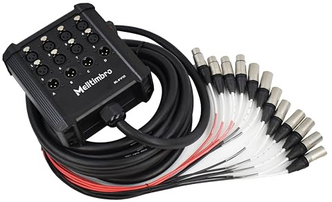 Melltimbro Speakers Low Profile XLR Send Circuit Board Snake Cable, XLR Splitter Cable, Small Footprint XLR Box Snake for Live, Recording, Stage, Studio, 8 Channel 4 Return 25 Feet Long