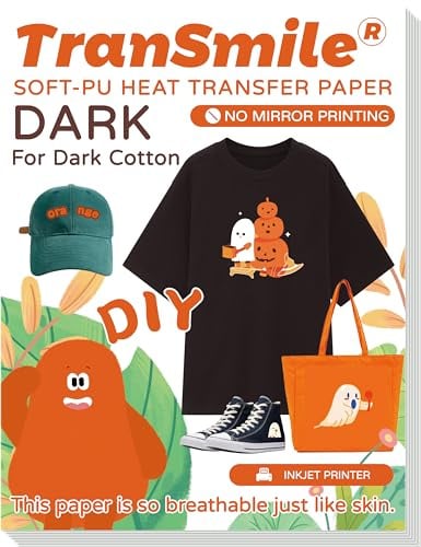 Transmile Bedruckbares Wärmetransferpapier für dunkle Baumwollstoffe, Transferpapier zum Aufbügeln, bedruckbares Wärmetransfer-Vinyl für Tintenstrahldrucker, Orange, 50 Stück