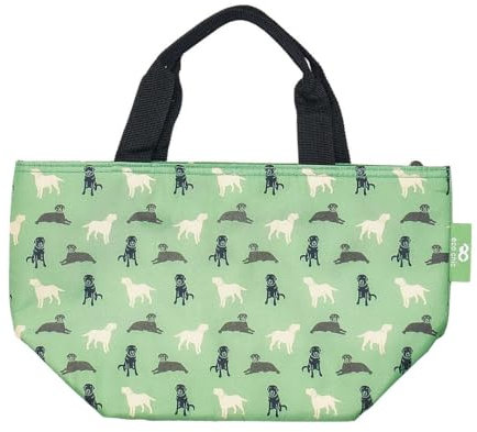 ECO CHIC Lightweight Foldable Insulated Lunch Bag Water Resistant Cooler Bag (Labradors Green)