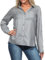 VERO MODA Damen Langarm Bluse Hemdbluse mit Glitzerfäden VMBumpy Glitter 10321777 Griffin Silver Lurex XS