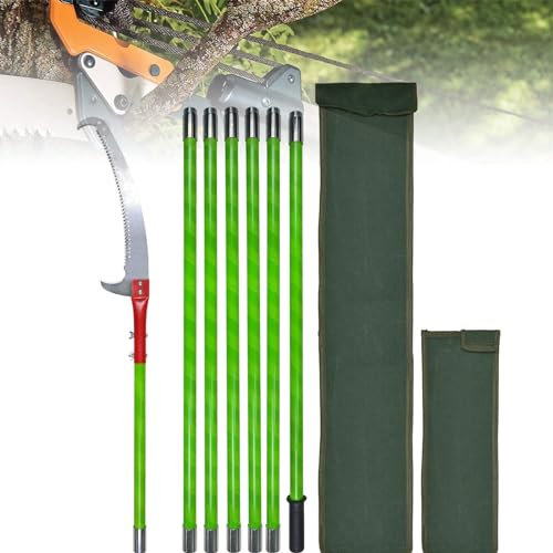 PLABNK Teleskop-Astsäge 6 m / 19,7 Fuß, ausziehbare Baumschneider-Stangensäge, Baumpflege und Astholzschneiden zum Beschneiden von Ästen und Blättern,Green