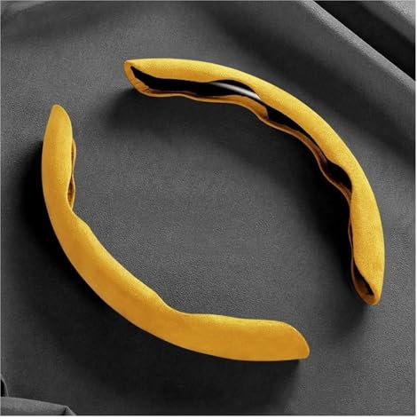 Wildleder Universal 38CM Auto Lenkrad Booster Abdeckung rutschfeste Auto Innen Lenkschutz Dekoration Zubehör-Braun Lenkrad Bezug Lenkradabdeckung (Farbe : Gelb)