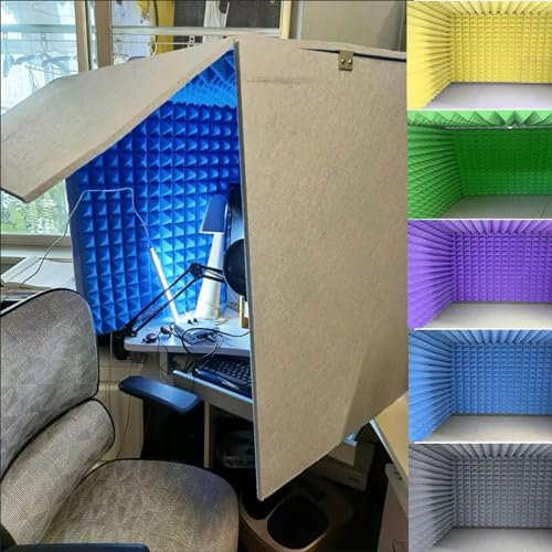 Tragbare Soundkabine, Mikrofon-Isolationsschild, 80x80x80cm Tragbare Tonaufnahme, Vocal Booth Box, Akustik Shield, Mit Absorbierendem Schaum, Für Studio-Tonaufnahmen, Podcasts, Gesang, Rundfunk