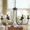 Ganeed Lámpara de Araña Colgante French Country Rústica 62 cm para Pasillo Escalera Negro 6 Luces