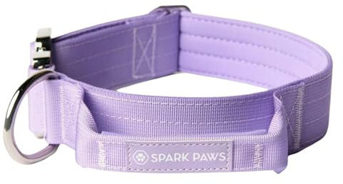 Spark Paws Taktisches Hundehalsband – Robuste, Premium-Qualität, Dick und Langlebig für Große und Mittelgroße Hunde - Purple - S: 16-25kg [3.8cm]