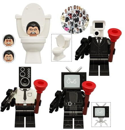 Toilet Action Figures Cake Toppers Fighting Games Battle Toilet Theme Cartoon Figure Gifts for Kids with Stickers 14 pcs