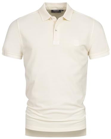 Indicode Herren INJorah Poloshirt aus 100% Baumwolle | Herrenpoloshirt Polokragen Baumwollshirt Vanilla Ice, XXL