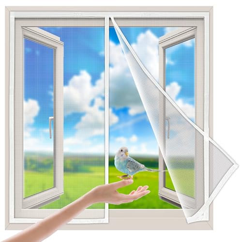 Insektenschutz Fliegengitter, 95x65 cm Dachfenster Plissee Alurahmen als Selbstbausatz Innovativ, Weiß