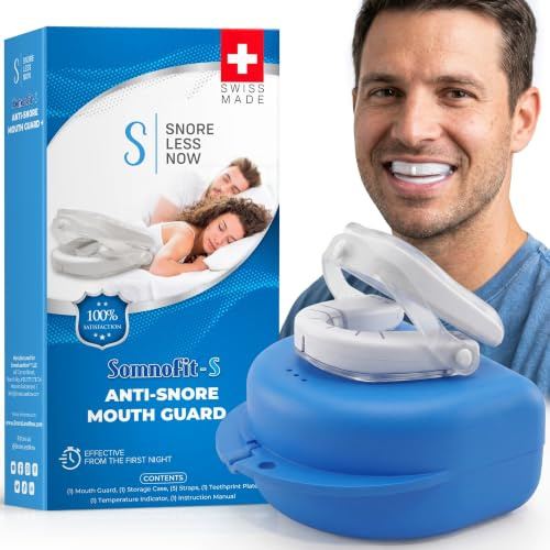Somnofit-S Luxury Anti Snore Mouthguard, Anti Snore Mouthpiece, 510(k) FDA Cleared, Made in Switzerland, Adjustable Snoring Stop Device, Reduce Snoring for Men and Women