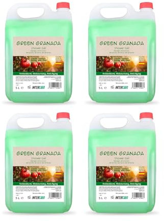 4 x 5 Liter Kanister Duschgel Intercabo Granatapfel – Flüssigseife für Spender und Nachfüllsysteme – pH-hautneutral – für Hotel, Spa und Gemeinschaftsduschen – fruchtiger Duft für Badezimmer