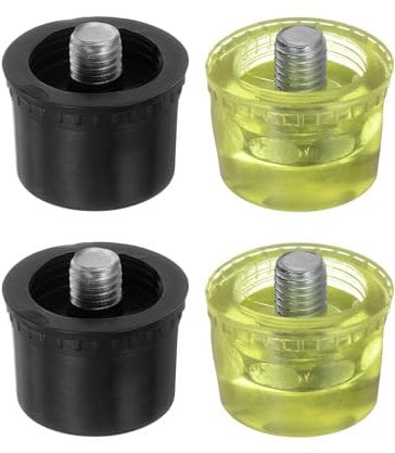 sourcing map 2set Hammer Replacement Heads 35m/1.4 Dia Double Faced Plastic & Polyurethane Mallet Accessories for Leather Crafts Wood Flooring Installation, Black Yellow