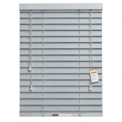 Rehan & Co Faux Wood Venetian Window Blind Embossed Grey String 240Wx150Hcm | Faux Wooden Window Venetian Blind venetian blinds horizontal 50mm slats kitchen blind for windows TRIMMABLE Child Safe Blind