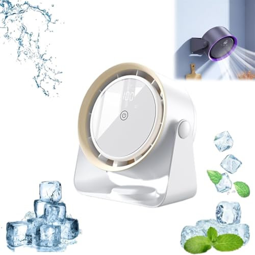 Five Gears Wall Mounted Bladeless Fan, Cooling Air Conditioner, Quiet Cycle Portabl Desktop Bladeless Fan,Wall-Mounted for Bedroom/Office/Kitchen/Bathroom, Summer Essentials Unisex Gifts(White,Plug-in