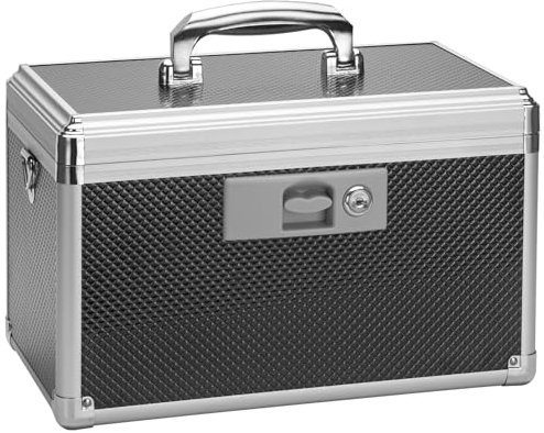 GODLONSEN Medicine Storage Box, 11.2''x 7.6''x 7.6'', Lockable Medicine Box, Portable Medication Box with Key Lock & Removable Tray, Lock Box for Medication, Snacks and Electronics, Black, Medium