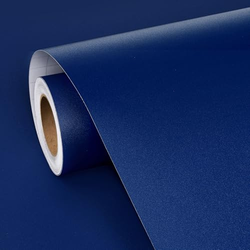 FunStick Klein – Papier peint bleu à décoller et à coller, amovible, bleu mat, imperméable, autocollant, 40 x 200 cm