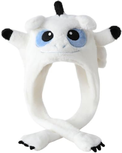 Guturris Niedlicher Drachenhut Tierhut mit beweglichen Ohren Ohrenspringende Mütze Partyhut Neuartiger lustiger Hut für Erwachsene Kinder Einheitsgröße Weiß Drache