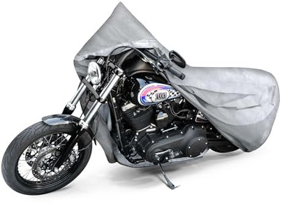Motorrad-Abdeckplane All-Weather L 100% Wasserdicht, Ganz-Jahres-Schutz Zubehör in Silber 250x100x130 cm