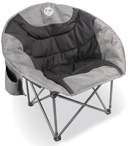Northroad Klappbarer Camping Moon Stuhl Außenbereich Gepolsterte Untertasse Runde Stuhl mit Cup Holder Kühltasche unterstützt bis zu 136kg für Strand Wandern Angeln Picknick Rasen