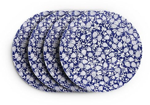 Wade WA967046BLU Eton Set of Four Side Plates with Blue Strawberry Design, Crafted from Earthenware, Made in Stoke-on-Trent, 22.75cm, Blue