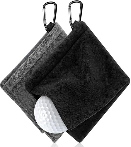 AWAVM 2 Posten Golfball-Reinigungstuch, Golfball-Handtuch mit Karabinerhaken, Mikrofaser-Golf-Handtuch für Golftasche